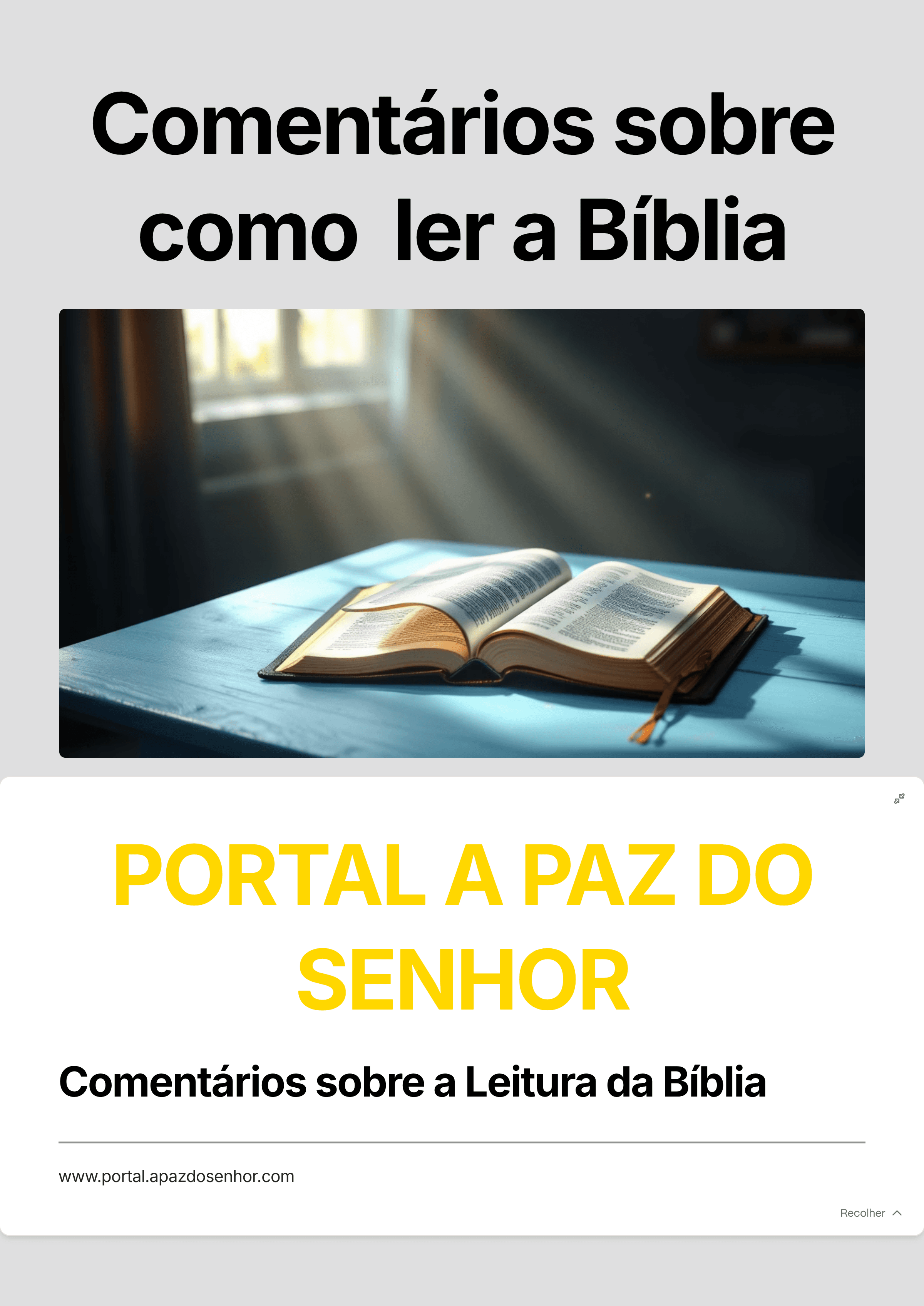 Comentários sobre como ler a Bíblia